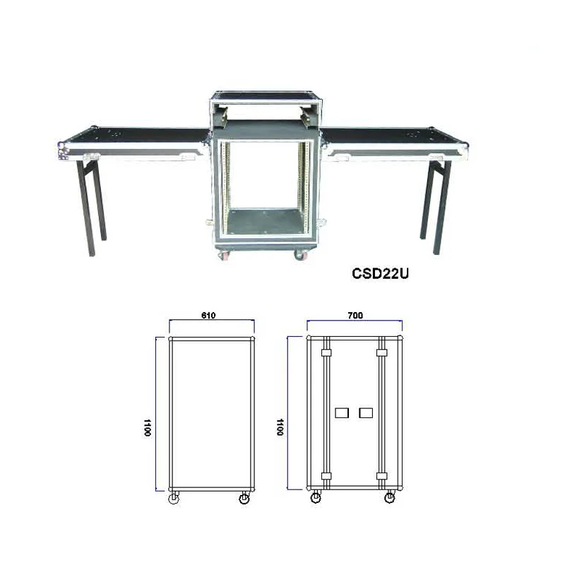 

22U Space Amp aluminum amplifier mount Flight Rack Road Case with 2 lid table, Customizable
