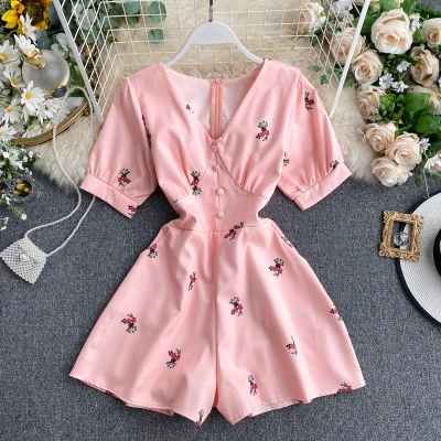 

New Arrival Women Fashion Short Sleeve Printing Jumpsuits