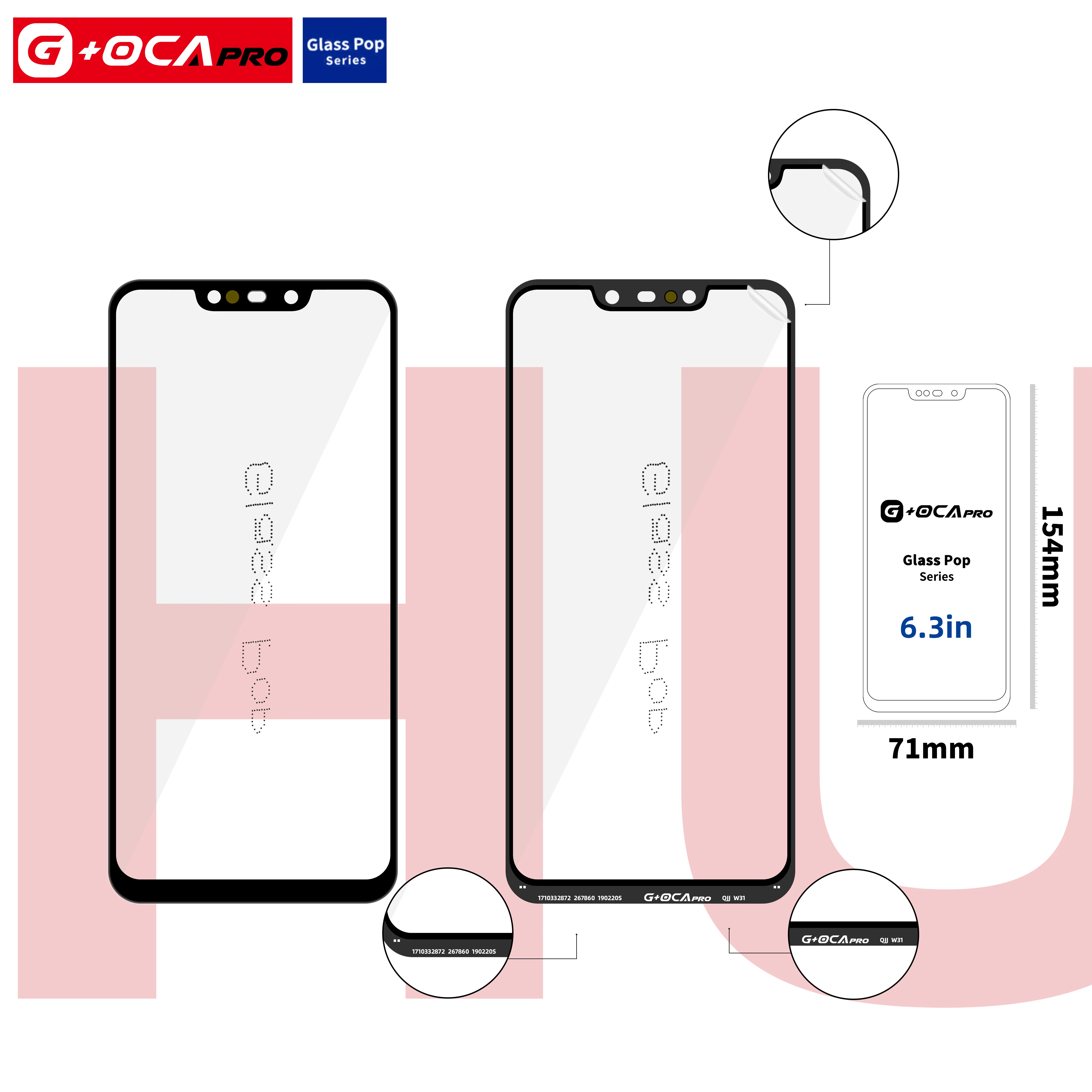 

G+OCA Drop shipping Front Glass Screen replacement curved edge outer glass with OCA for Mate20Pro Mate30Pro Mate40 Mate40Pro