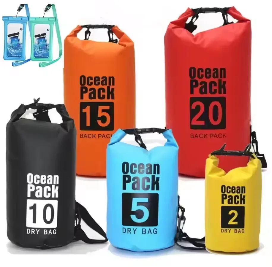 2L 3L 5L 8L 10L 15L 20L 30L 50L Boating Floating Hiking Kayak Wet Custom Logo Outdoor  PVC Ocean Pack Waterproof Dry Bag