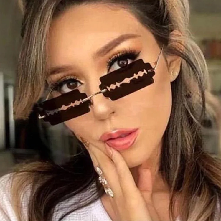 

UNOC Fashion 10 Color Blade Shape Sunglasses Women Sun Glasses Clear Women Unique Sunglasses, 10 colors