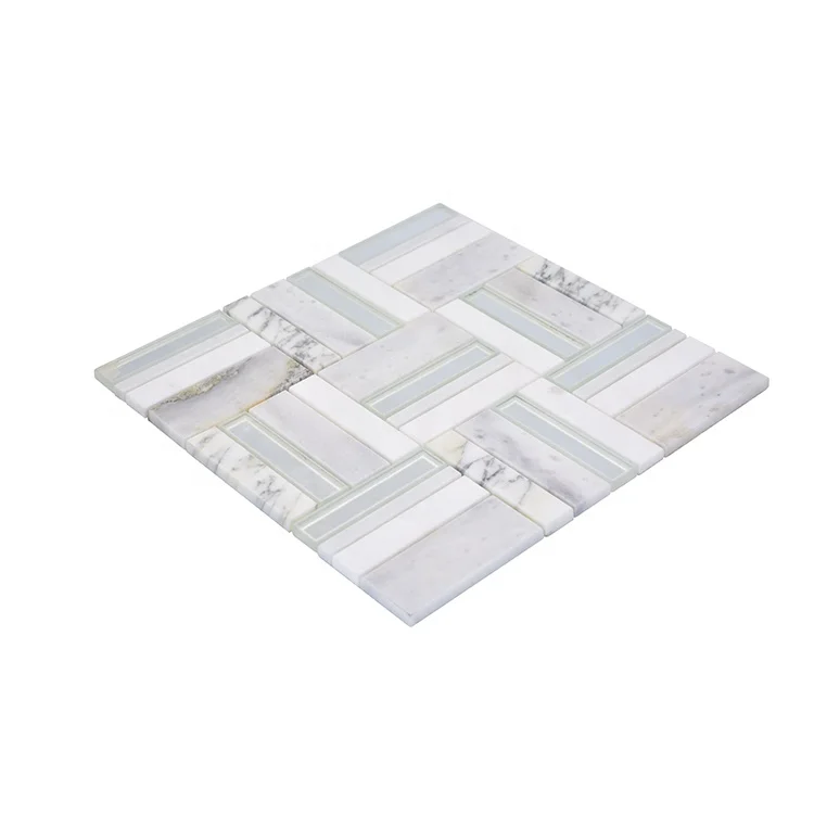 Moonight Hot Sale Bianco Faniellos Thassos Marble Mosaic with Ultra White Mirror For Wall