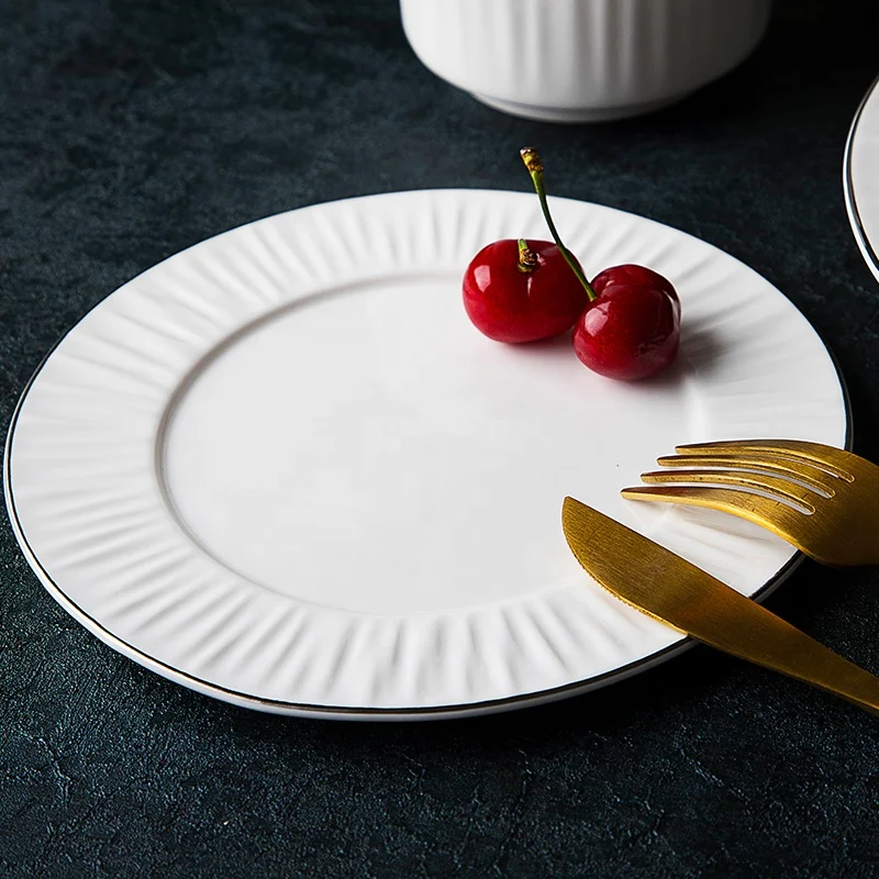 

High Quality Luxury Bone China Plate, China Bone Plate, Dinner Set With Silver Rim@