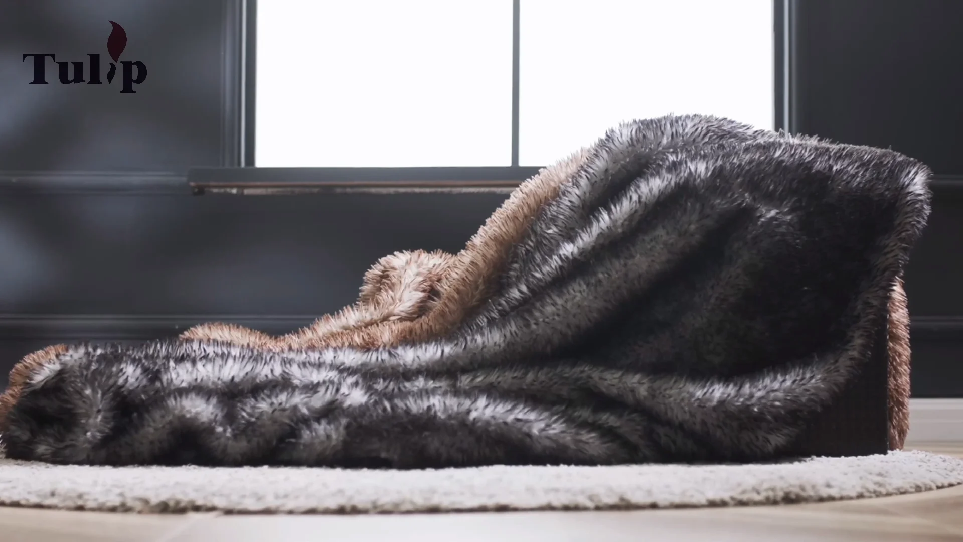 New Arrival Shaggy Warm Fur Tip Printed Polar Bear Fur Throw Blanket