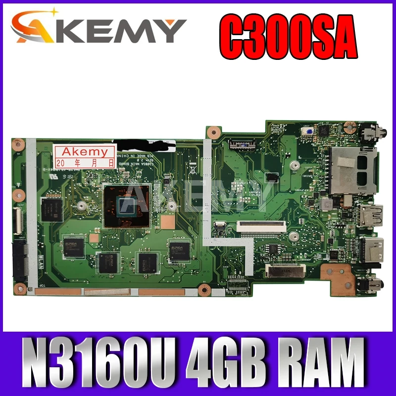 

C300SA For Asus Chromebook C300S C300SA Laotop Mainboard C300SA Motherboard W/ N3160U 4GB RAM 128GB SSD