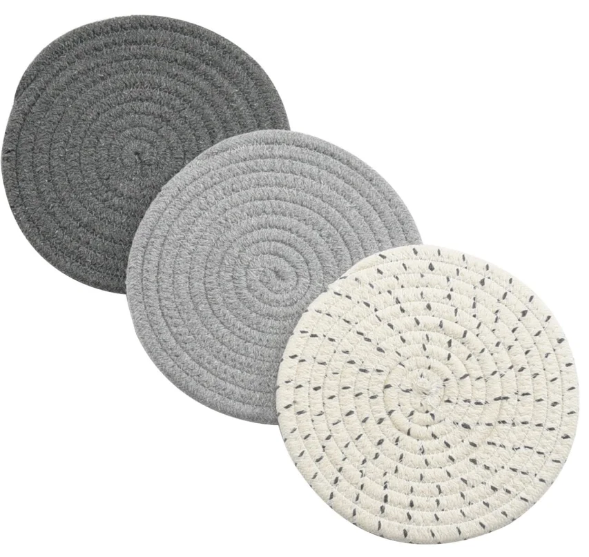 

Potholders Set Trivets 100% Pure Cotton Thread Weave Hot Pot Holders Stylish Coasters, Customized color