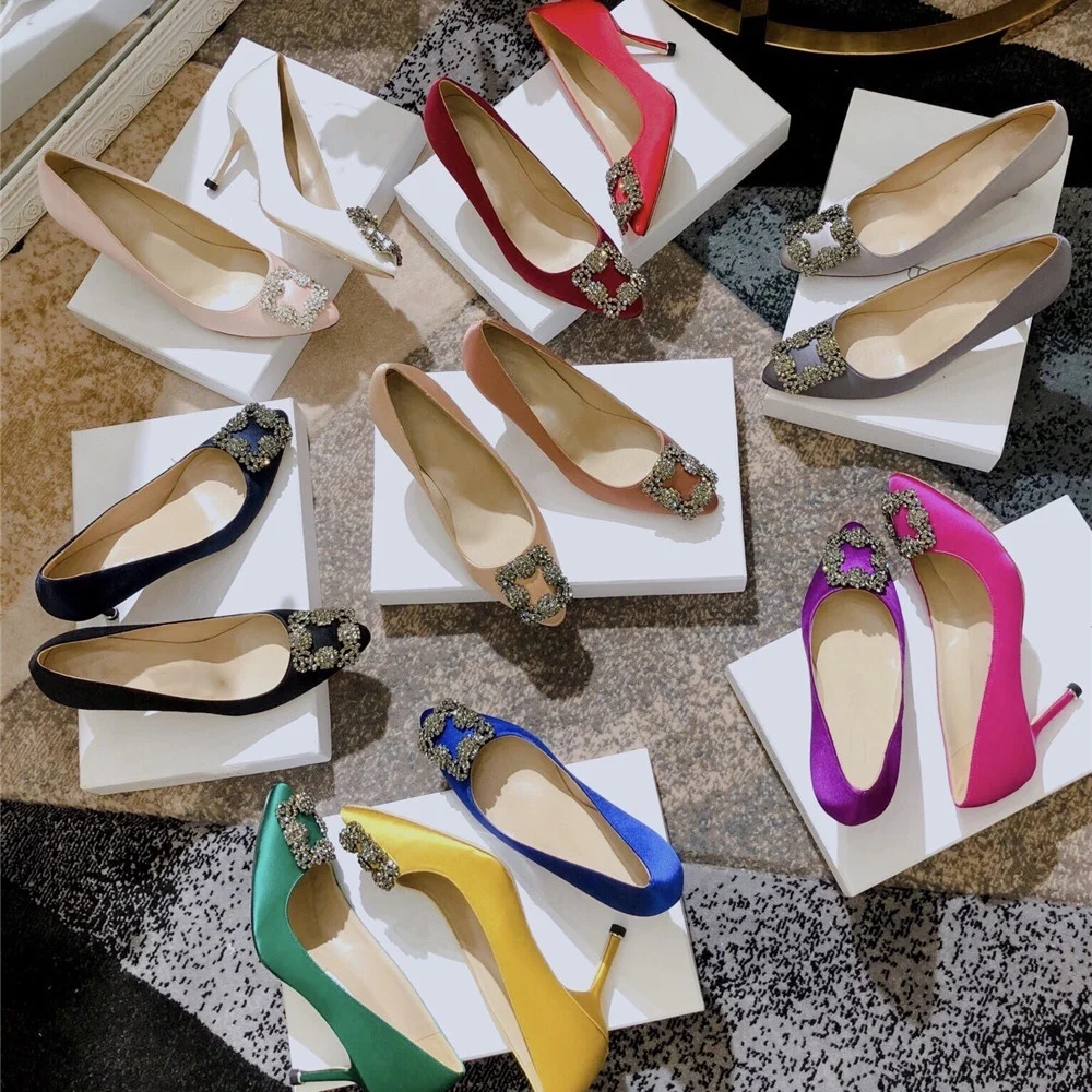 

Women's Shoes New Fashion Ladies Pumps Luxury Brands Designers Silk Shoes For Women Pointed Toe Classic Pumps High Heels Shoes