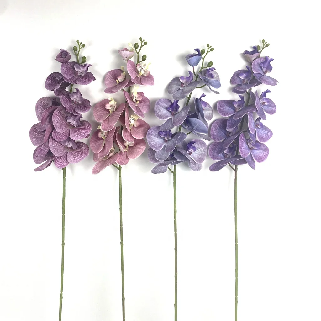 

Purple blue color 9 heads artificial real touch orchid for wedding decor