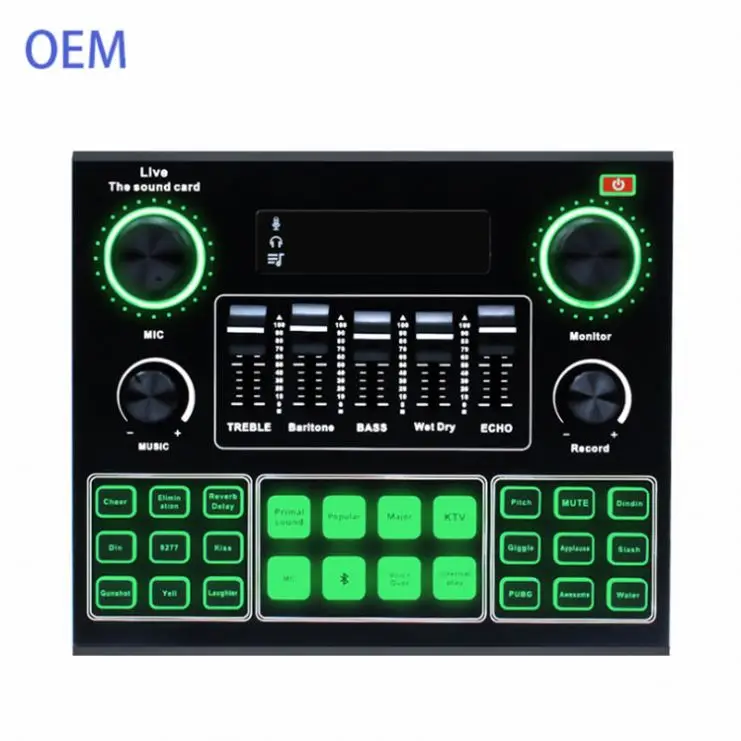 

Wholesale price OEM Professional recording Microphone USB sound card earphone for livestream Broadcast