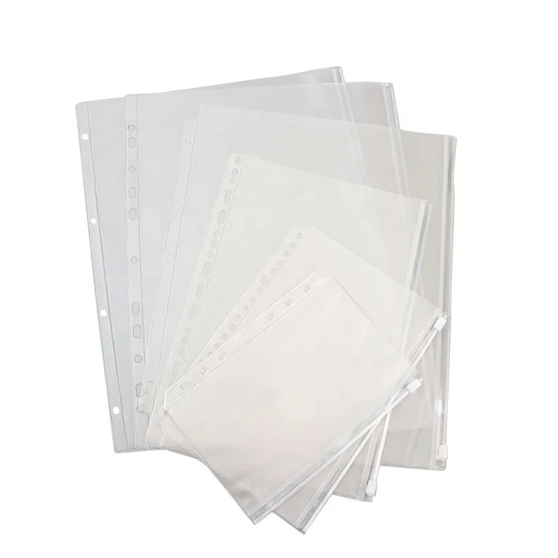 

A6 size binder pockets 6 holes budget cash envelopes for budgeting clear zipper folders loose leaf bags pvc document pouch