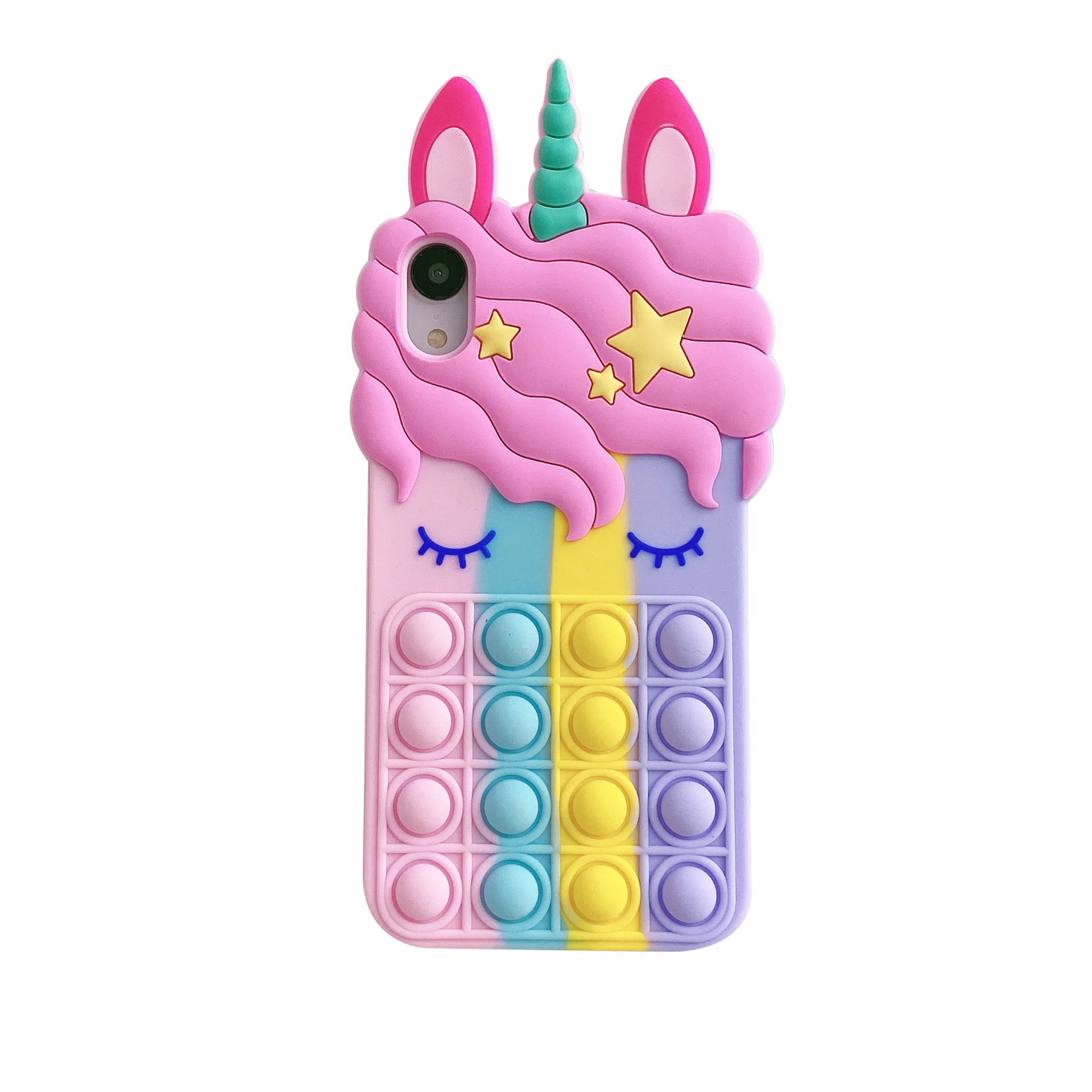 

23 Styles! Fashion Unicorn Anti Reliver Stress Fidget Pops Phone Case For iPhone 13 12 11 7 8 Plus X XR XS Max Pro Bubble Cover, Rainbow