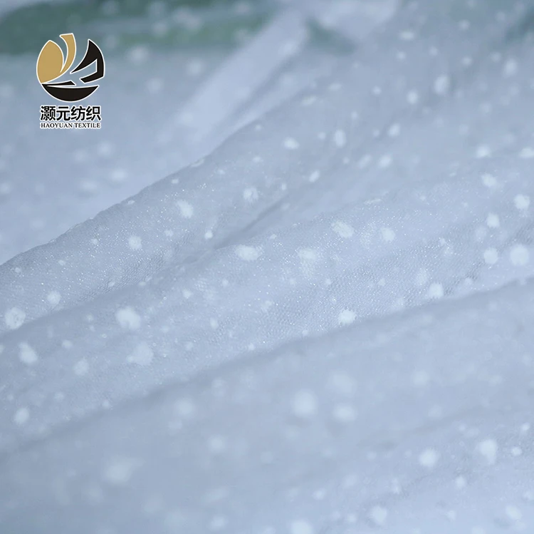 
Low Price Modern design Nylon 50GSM White Tulle Flocking Fabric For Wedding 