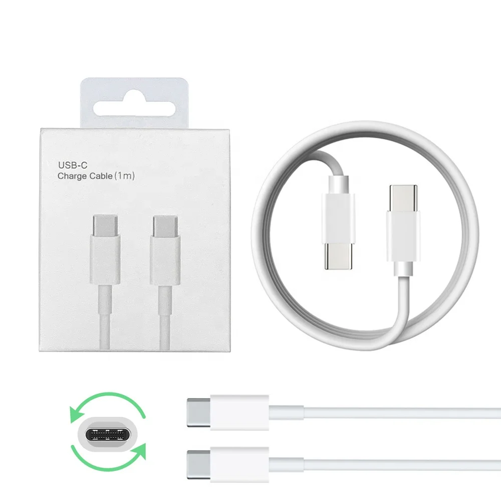 

18W PD Fast Charger USB-C to type-C data cable Charging 1M Original accessories USB Cable for iphone 12 pro Max 11 Pro Max 678, White