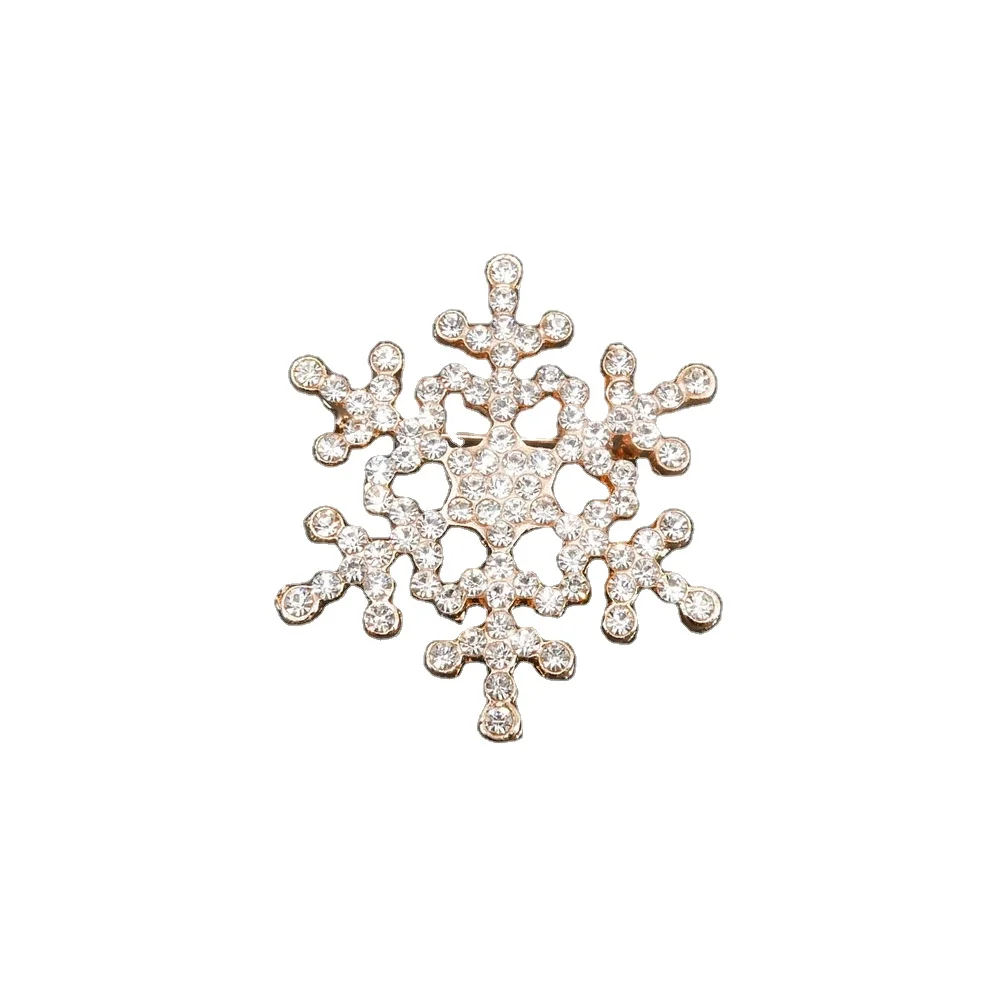 

Korean trendy White snowflake alloy ladies rhinestone snowflake brooches, Piture color