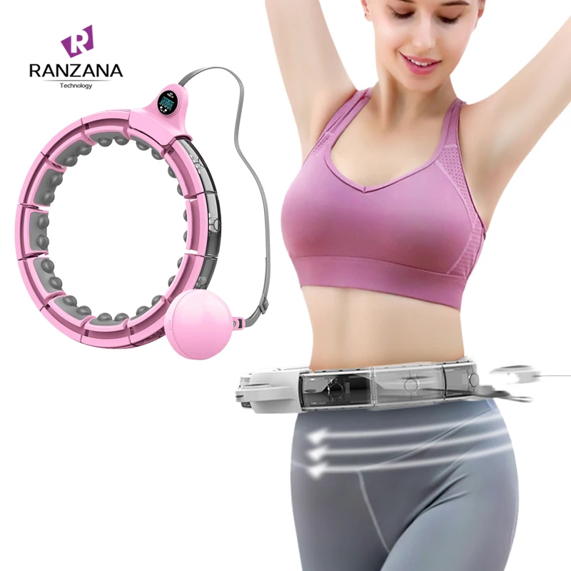 

Weighted hula ring hoop gym equipment With 360 Degree Massage Digital Display Counter Hula Ring, Gray or custom