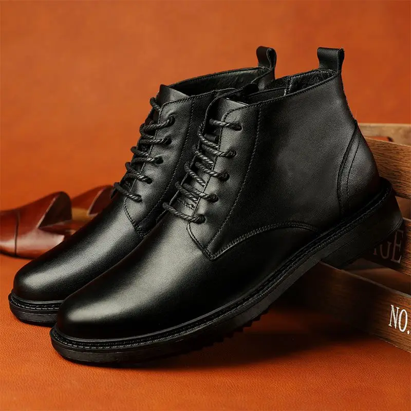 

Wild Leather Formal Shoes Noire Shoes Men Boots Leather man Men Genuine Leather Shoes lace Sign Altos Big Size Height Increasing