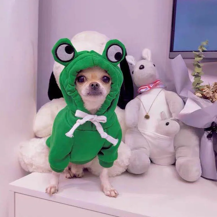 

Funny Cute Frog Hat Hoodie For Dogs Luxury Cute Cos Play Winter Dog Puppy Pet Hoodie Clothes For Dogs, Picture