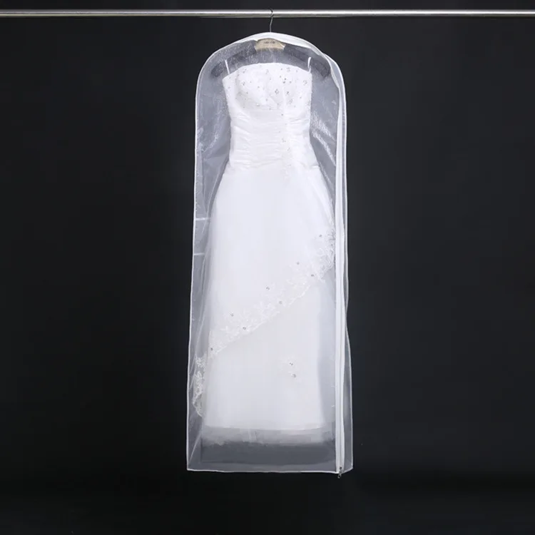 

Wholesale Supplier Transparent Organza Clear Case for Wedding Dress Bridal Gown Garment Bags For Gowns, White
