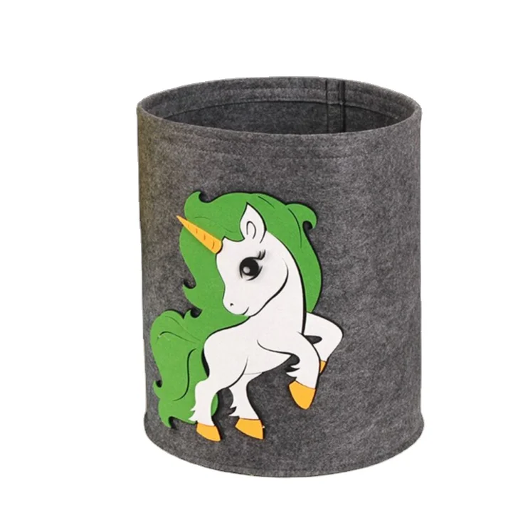 

Custom Large Unicorn Felt Storage Basket Foldable Cute Storage Basket Toy Organizer, Like the picture