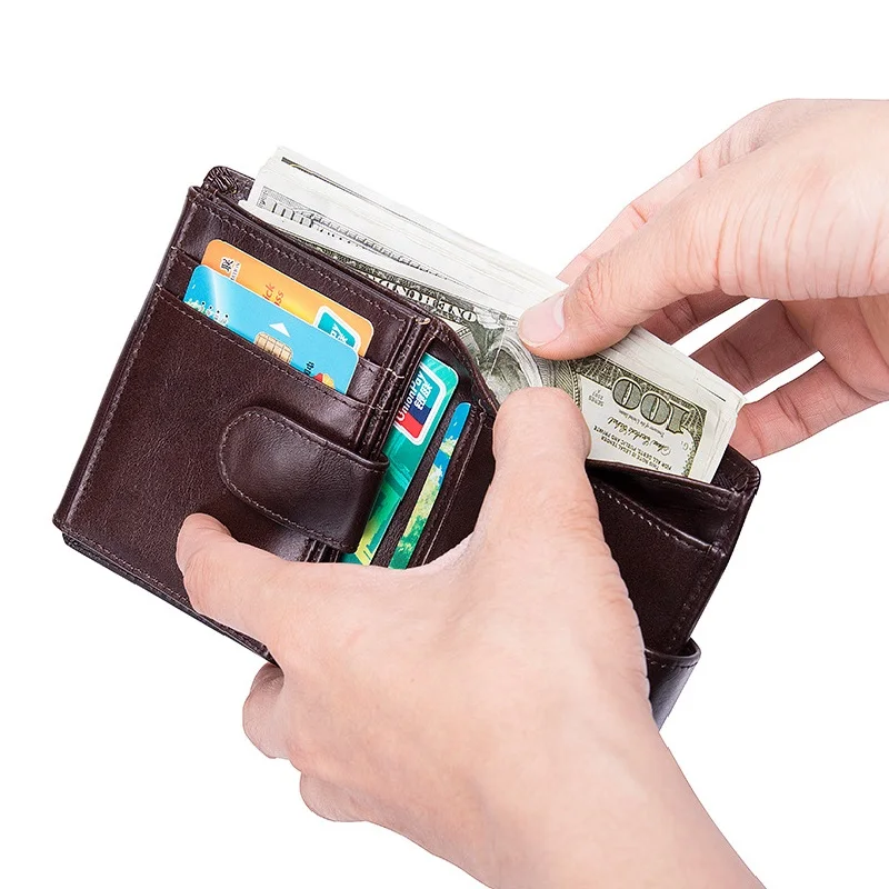 

Custom Bifold Rfid Blocking Wallet Genuine Leather Slim Minimalist Mens Wallet with 12 card slots