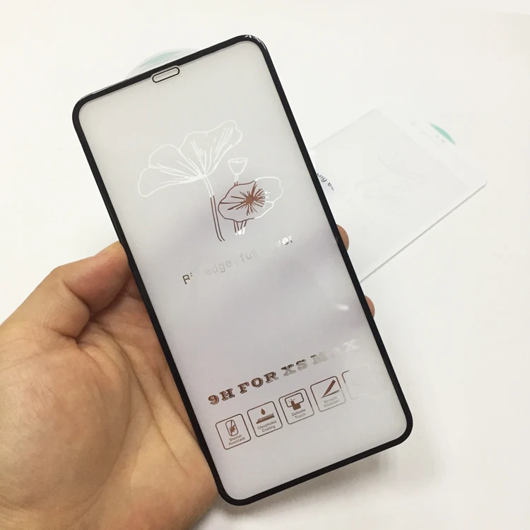 

2020 lotus leaves full cover Tempered glass screen protector for iphone 11 Pro, Black,white