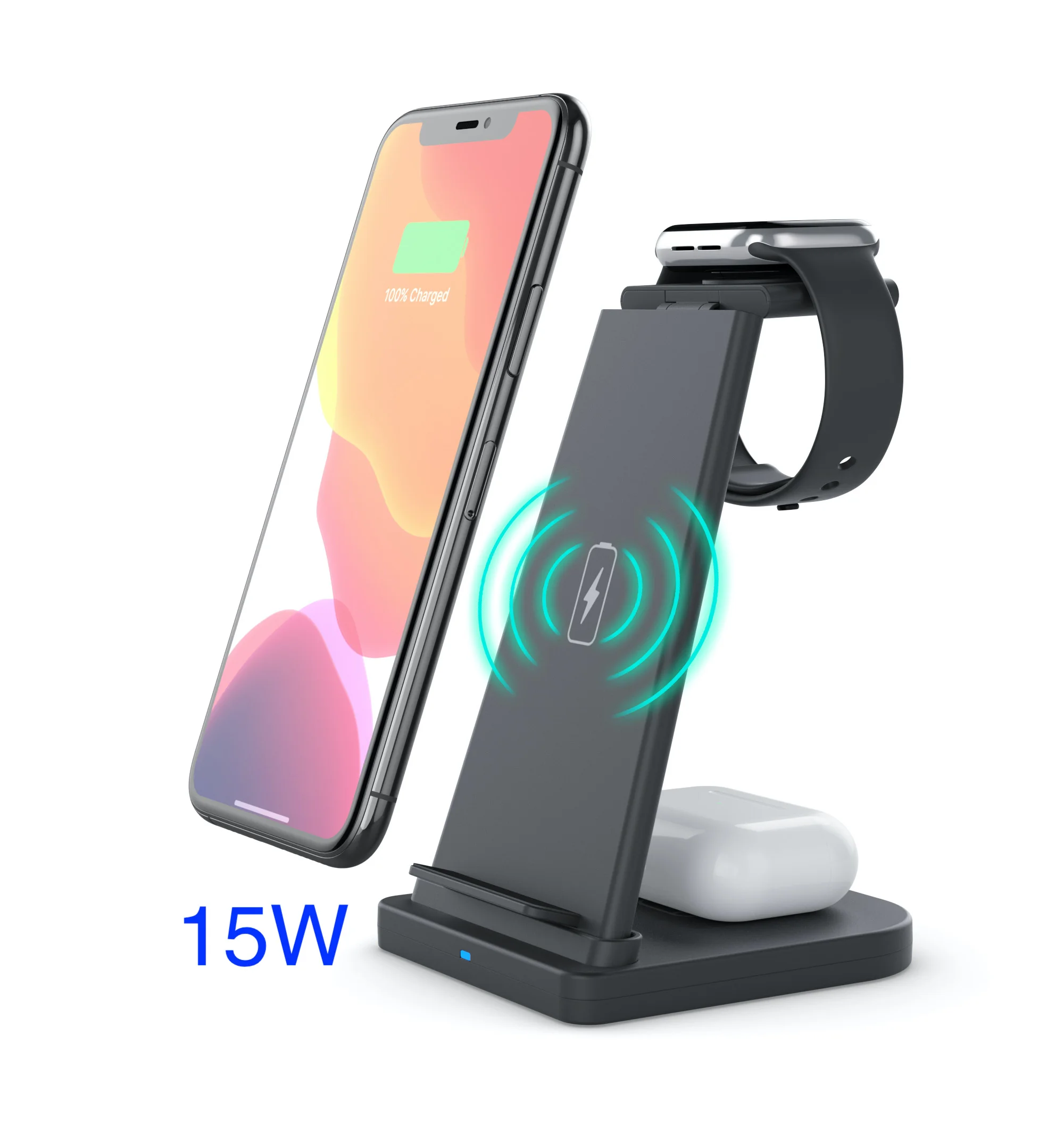 

Foldable 15W Portable 3-1 Wireless Charger For Watch Earphone Iphone 12 Magic Fast Safe Qi Charging