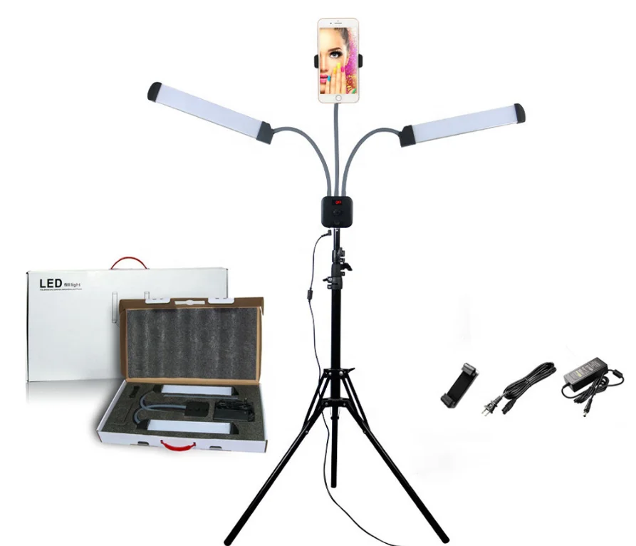 

High Power 60W 3000K-6000K Double Arms Fill light photographic lighting for Live Stream/Makeup/Phone Video Camera
