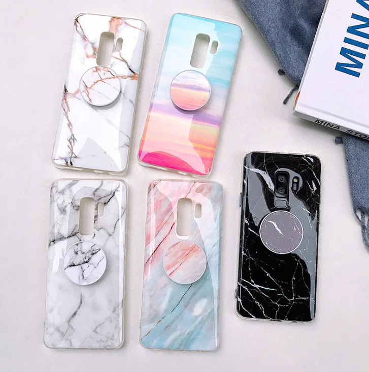 

Luxury TPU Marble Phone Case For Phone 11 12 pro max marble Mobile Cover with stand holder for s8 s9 s10 plus