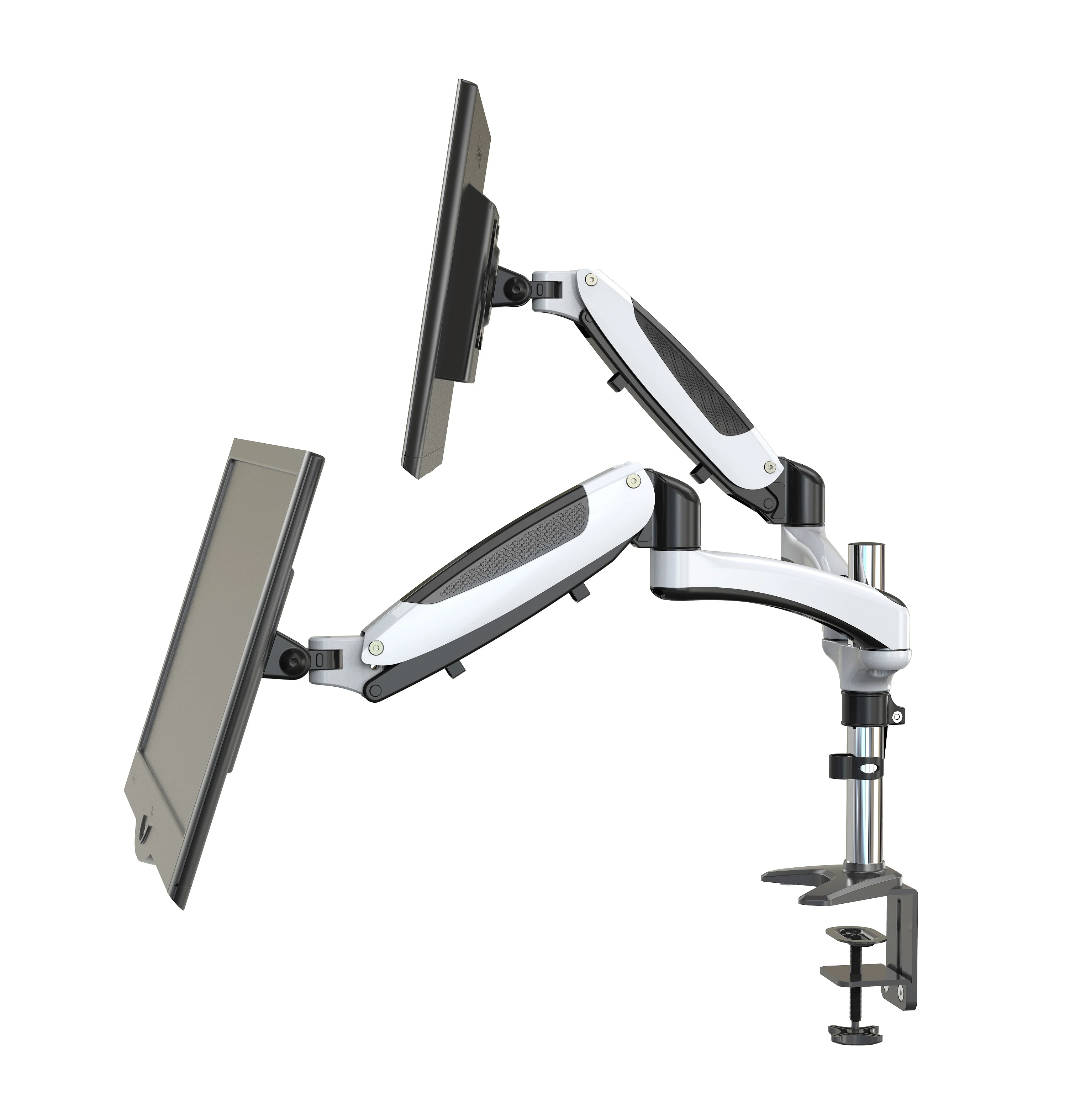 Aluminum Structure Anglefree Tilt Dual Monitor Arm With Effortless
