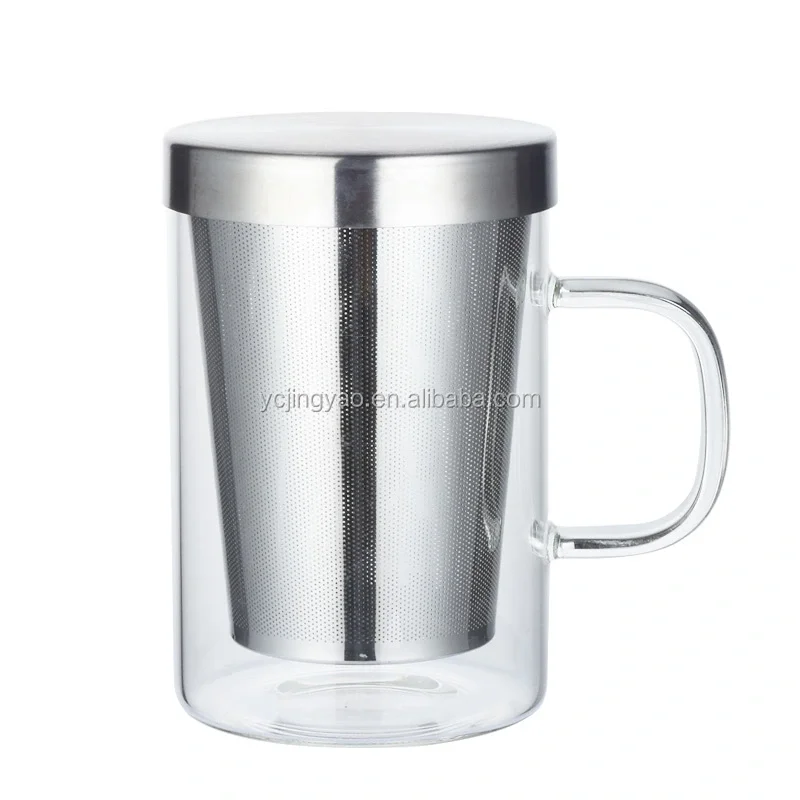 

Heat Resistant Glass Tea Cup Pyrex Glass Tea Cup with Strainer Borosilicate Glass Cup, Clear