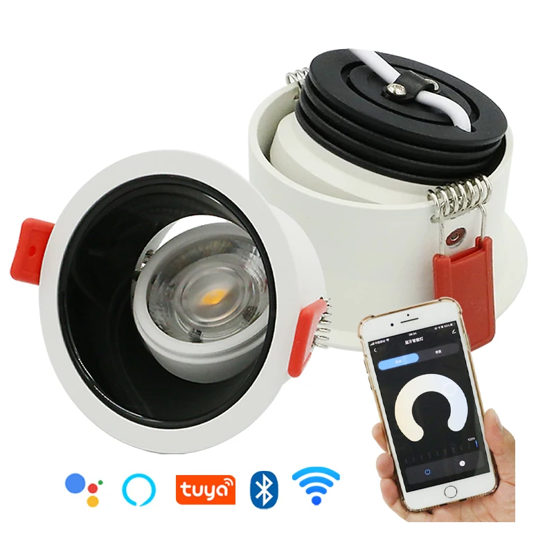 

Tuya Zigbee Sigmesh Downlight LED COB SMD Smart Tuya Recessed Adjustable Anti-glare Ceiling Light Downlight For Home Office