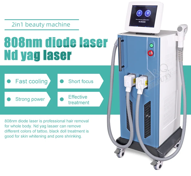 Newest 2 in 1 808nm diode laser+nd yag laser hair removal tattoo removal Laser Beauty Equipment