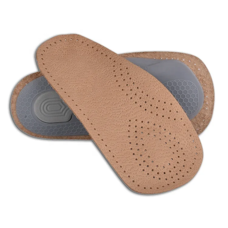 

L2 3/4 Genuine leather latex metatarsal plantar fasciitis insole high arch support footcare orthotics, Beige