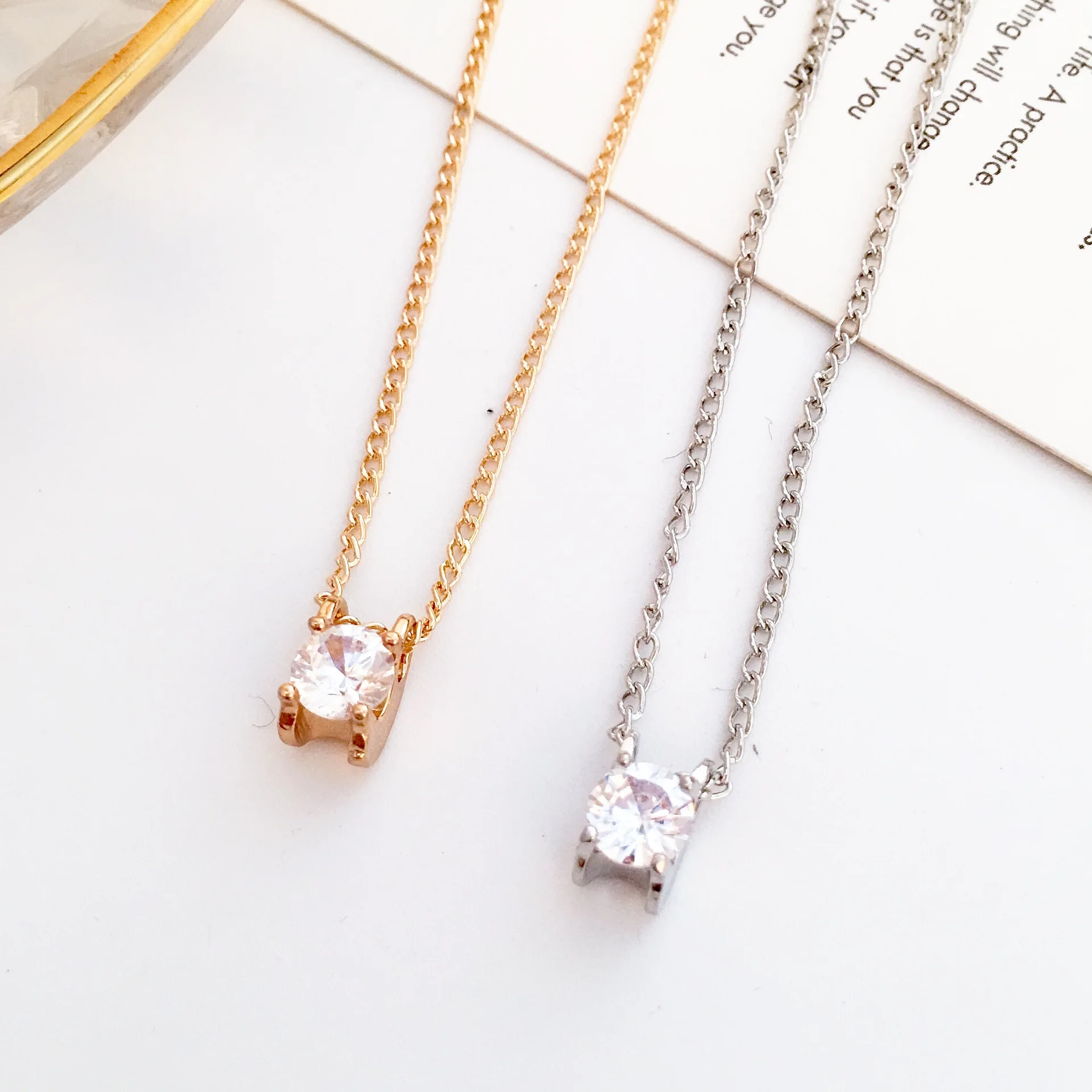 

NC-0222 Popular hot sale fashion dainty necklace newest trending simple zircon pendant necklace for women, Picture shows