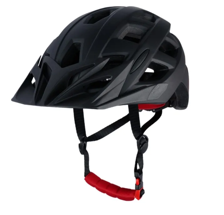 

Ultralight Intergrally-molded Adjustable Mountain Bike Helmet Removable Sunscreen Brim Bicycle Helmet with Flashing Light, Black, white, blue, green