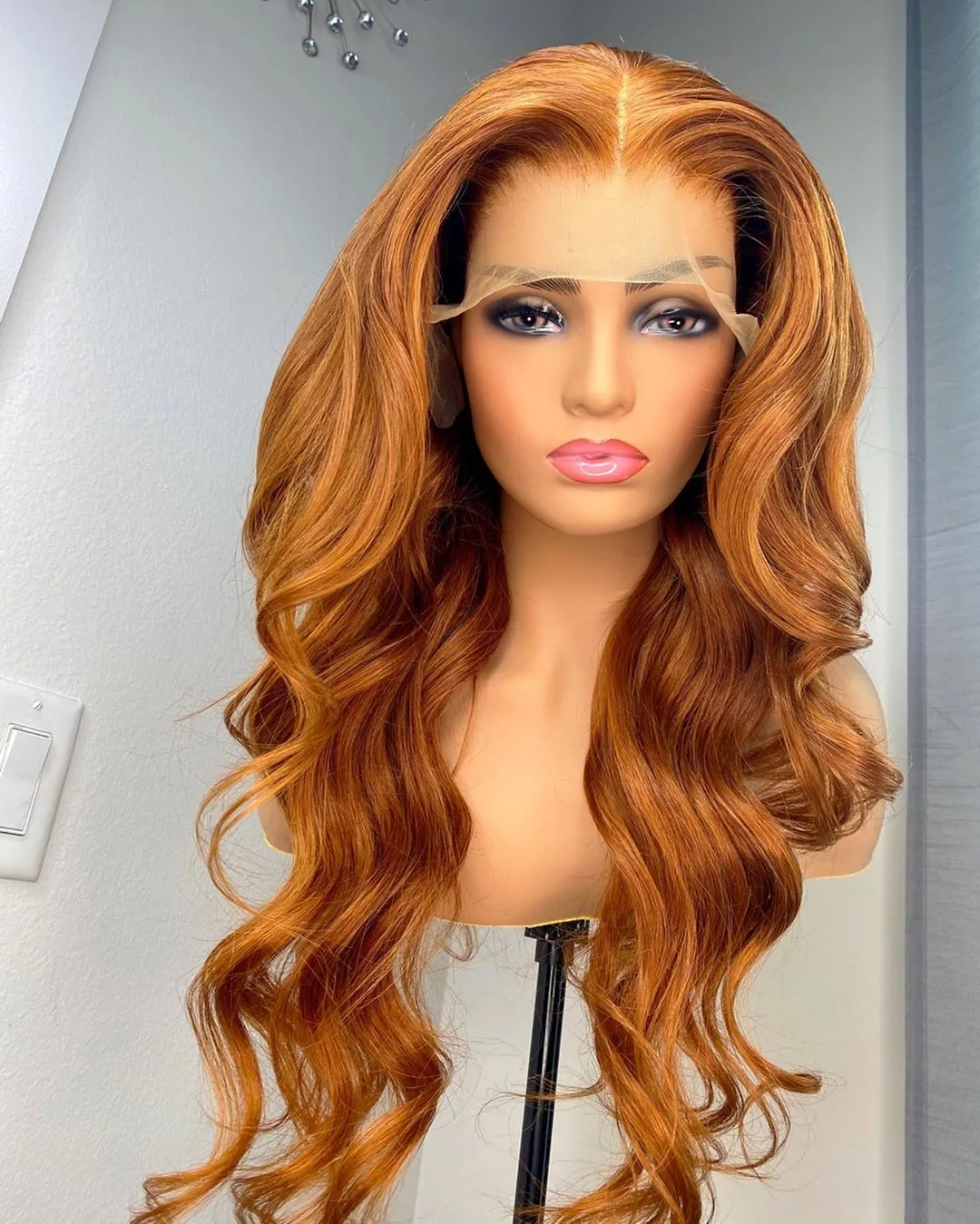 

Swiss Lace Ginger Blonde Orange Color Loose Wave Brazilian Cuticle Aligned Human Hair Lace Front Wigs