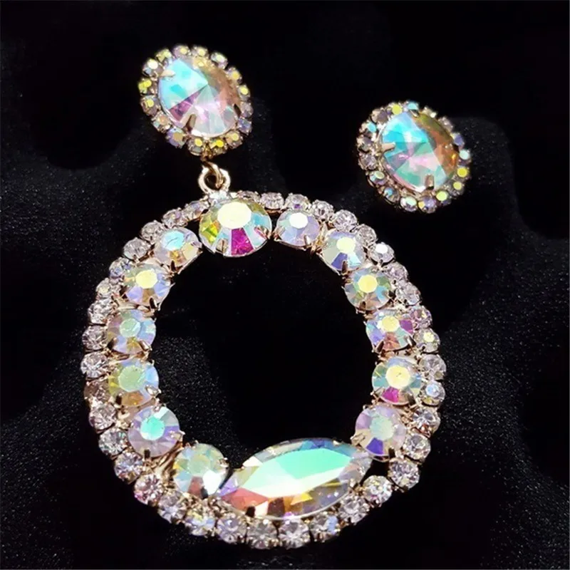 

WIIPU 2020 New Ladies AB Letter Crystal Earrings Gold Rhinestone Long Earrings Bridal Pendant Earrings Wedding Jewelry Gifts