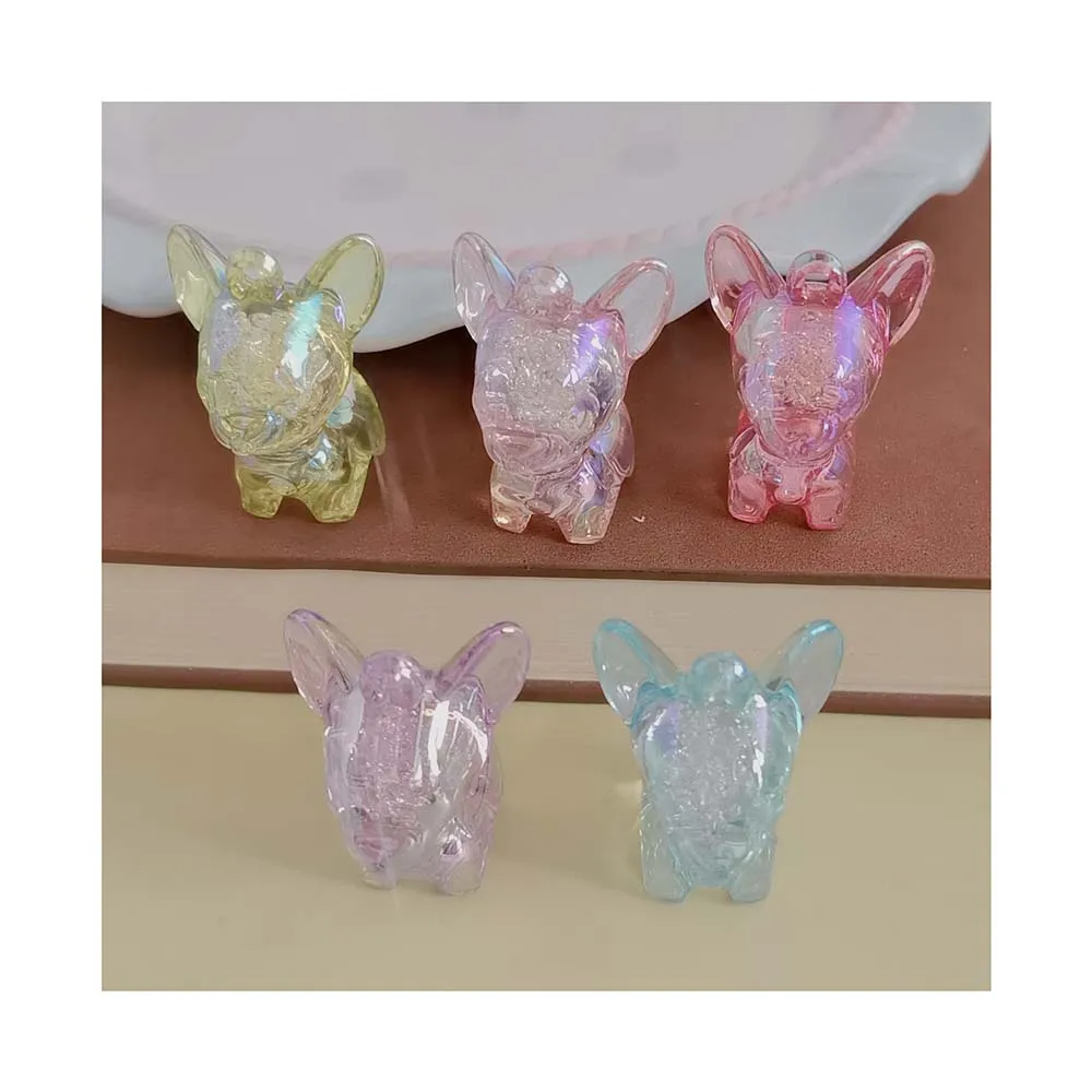 100pcs AB Color Acrylic Charms Cartoon Dog Pendants for Jewelry Making DIY Handmade Earring Craft Beads