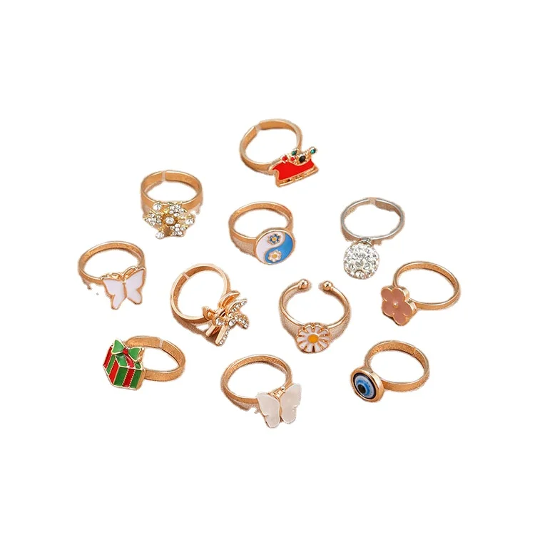 

Rotatable Spin Kids Ring Jewelry Butterfly Unicorn Clover Spinner Rings Spinning Rotating Fidget Rings For Anxiety