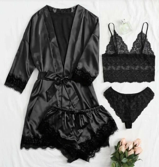 

sfy1133 Beautiful sexy women's bathrobe lace pajamas sexy lingerie multi-piece set