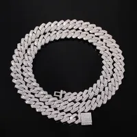 

Retail 13MM Hip Hop Jewelry White Gold Plated Full Iced Out Cuban Link Chain Necklace For Men