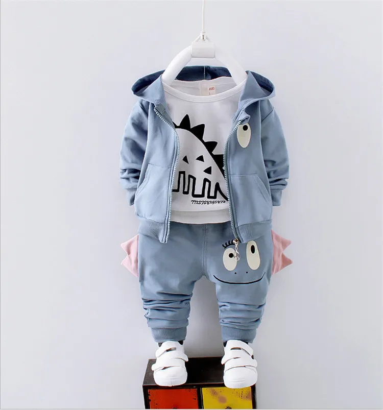 

Boys Clothing Sets Fall Cotton Tshirt with Dinosaur+Hooded Coat+Pants 3 Pcs Boy Clothes Sets Spring Toddler Clothes Baby Boy, Red/sky blue/navy