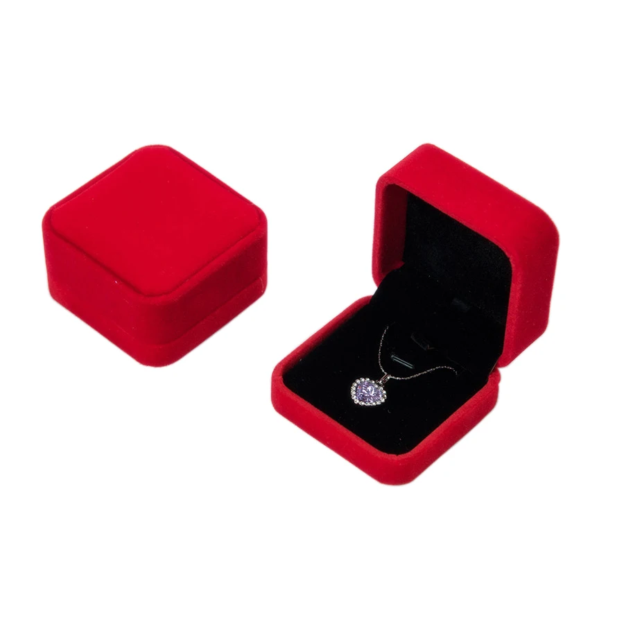 

2021 Factory Stock LOGO Velvet Square Ring Box Pendant Jewelry Box Necklace Velvet Jewelry Box, White,blue,gray,purple,red,pink,