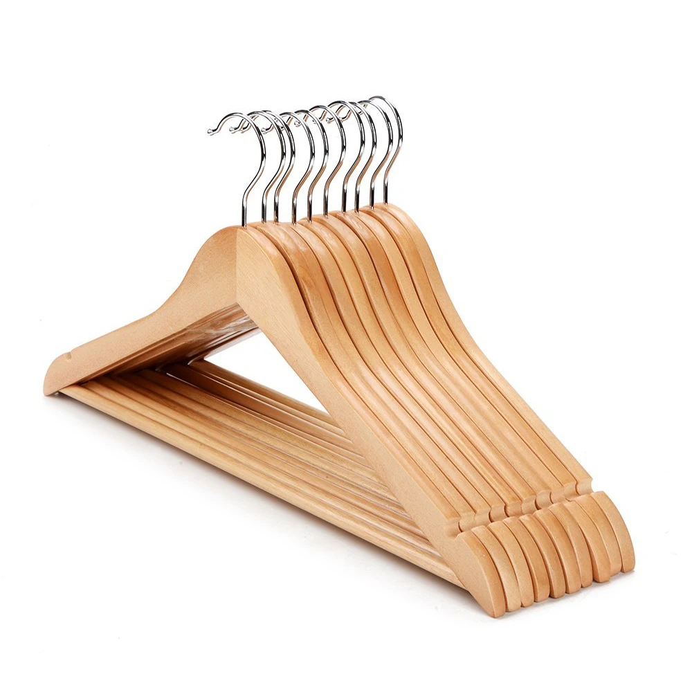 

Manufacturer 360 Degree Swivel Hook Custom Wooden Suit Hangers with Logo, Natural color