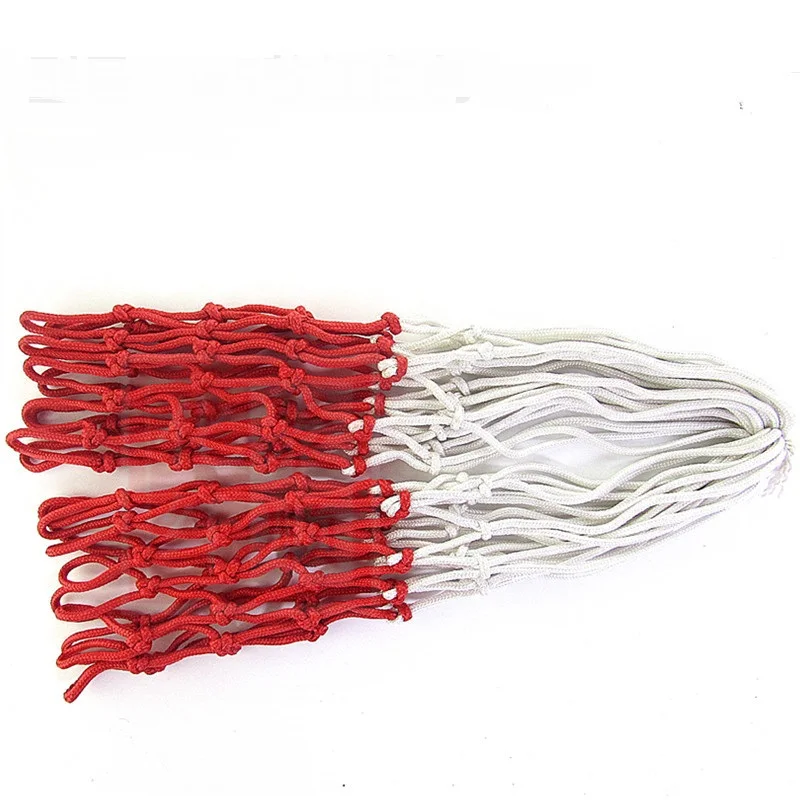 

All white polyester material basketball net 21 inch factory supply nets, White/blur/red