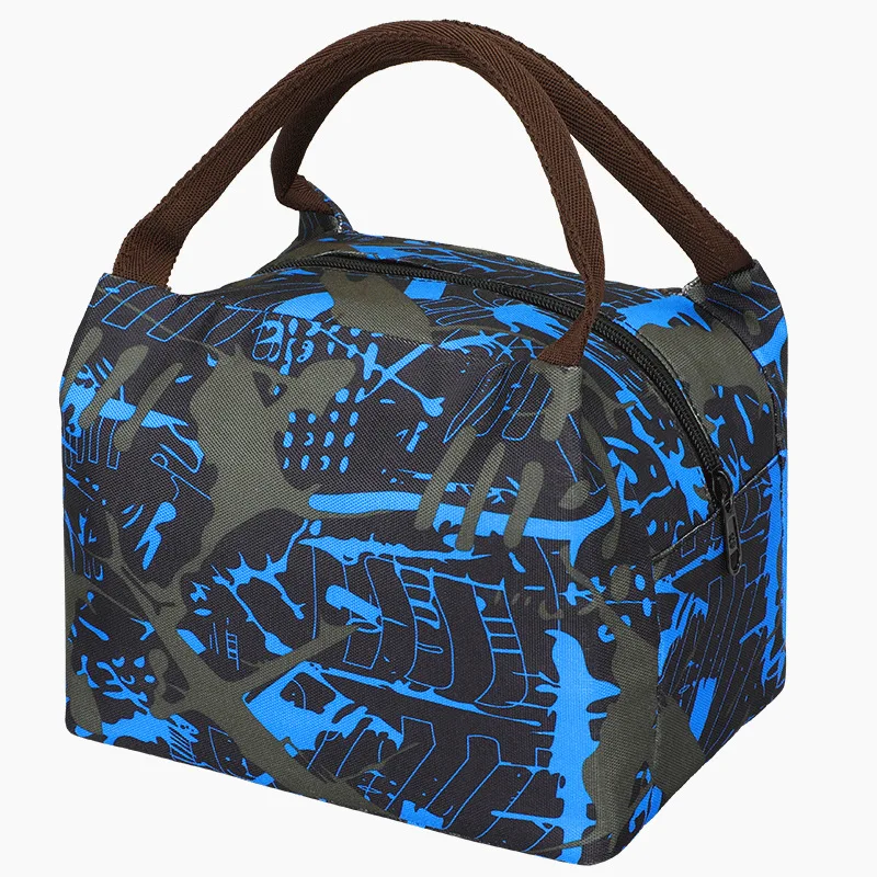 

hot Wholesale Customize logo waist bag running Custom lunch box bag Oxford cloth handbag printing lunch bag, Blue-gray