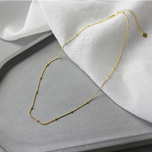 

925 Silver Women Bead Chain Necklace for Women New Trendy Custom Personalized Manufacturer, Gold