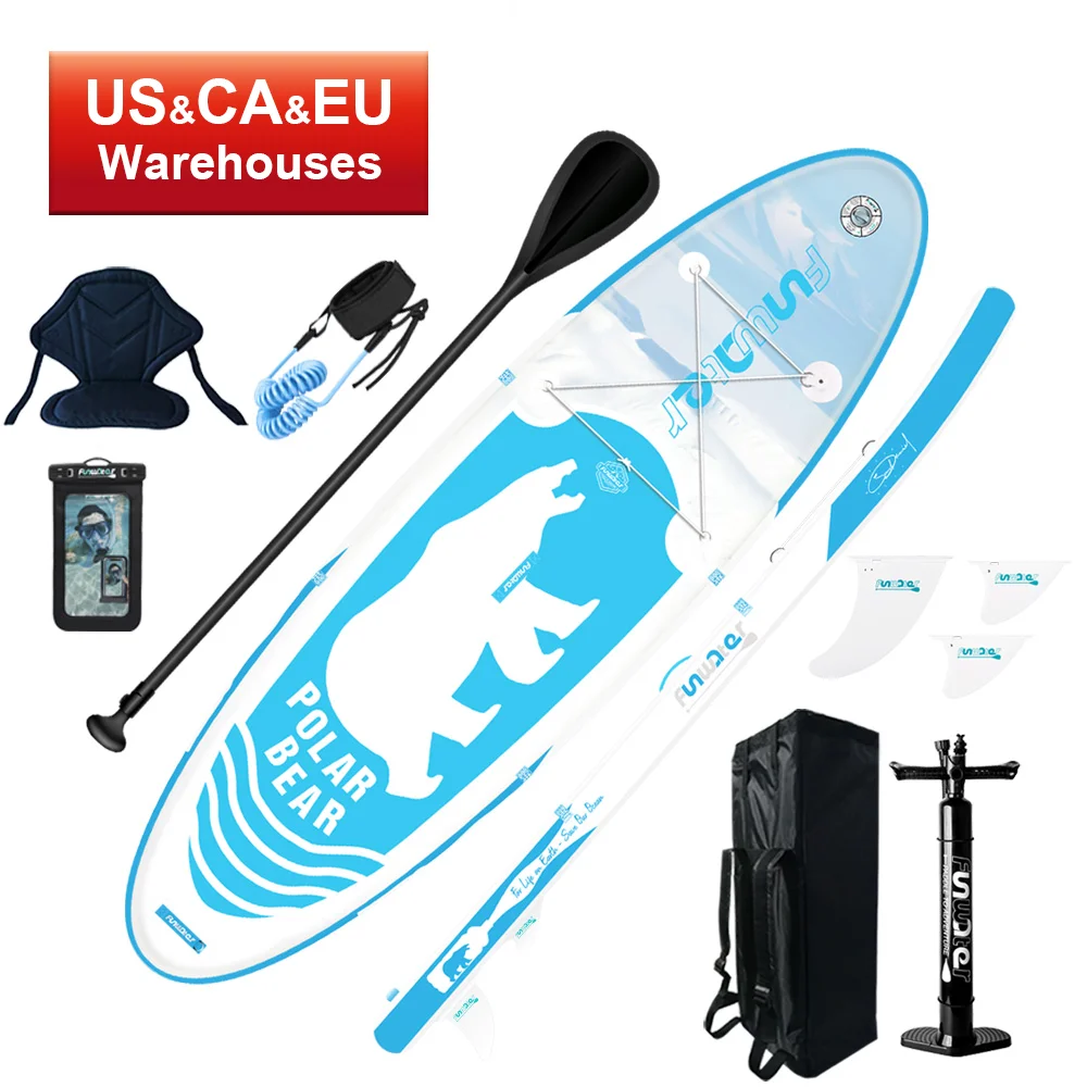 

FUNWATER Dropshipping sup paddle board Pvc Foam Board wholesale sup surfing stand up 11ft inflatable paddleboard supboard, Blue