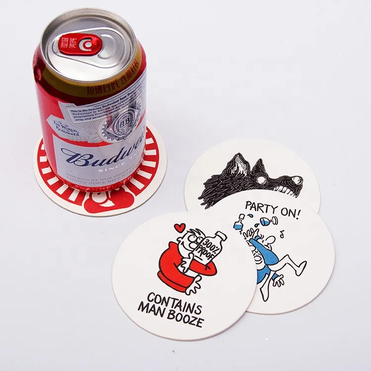 

Label Mat/paper Coaster With Custom Printing Double Sided Round Absorbent Bar Paper Drink Coasters label