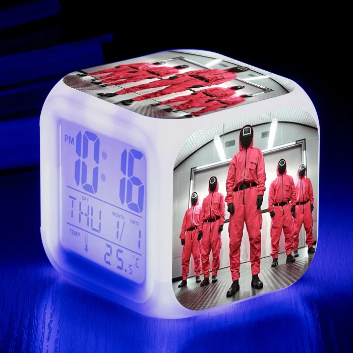 

7 Color Change Table Clock Led Digital Lcd Wake up Light AlarmingThe Squid Game Clock, Colorful